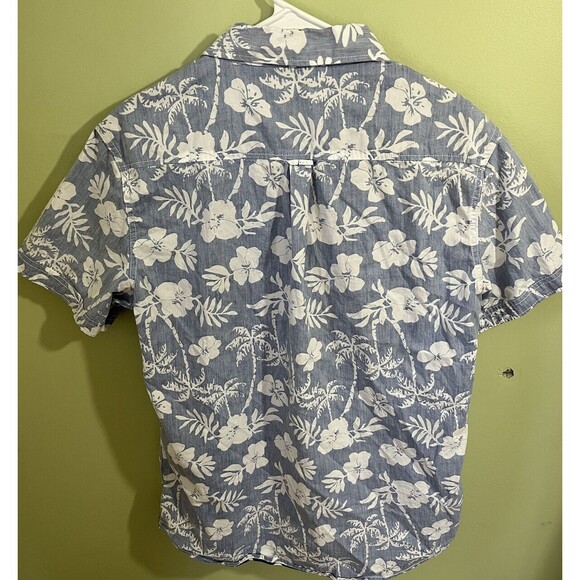 Free Planet Men's Casual Tropical Button Down Shirt Blue White Size Large - Picture 4 of 4